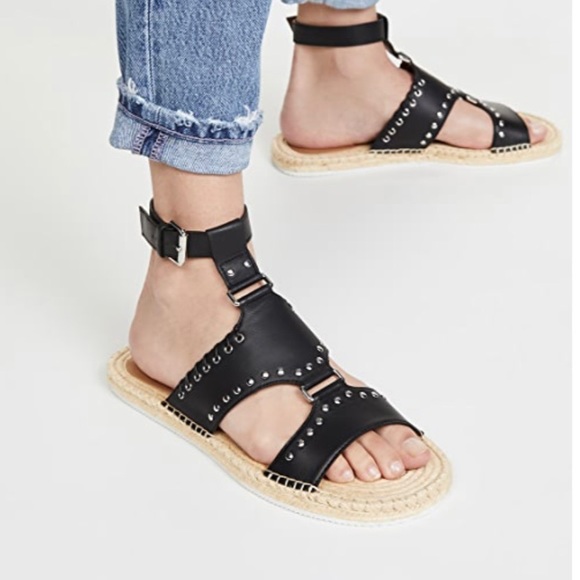 See by Chloe Yuna Espadrille Woven Studded Leather Sandals - Picture 1 of 11